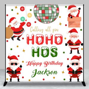 Aperturee Christmas Hohoho Custom Name Happy Birthday Backdrop - Aperturee