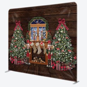 Aperturee Christmas Tree Snowy Wood Tension Fabric Backdrop - Aperturee