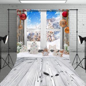 Aperturee Christmas Window Display Festive Snow Scene Backdrop - Aperturee