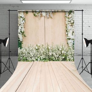 Aperturee Classic White Floral Garden Wedding Sweep Backdrop