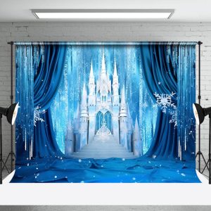 Aperturee Cold Ice World Snowy Winter Castle Cartoon Backdrop
