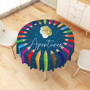 Aperturee Colorful Pencil Pattern Creative Rectangle Tablecloth, Dia 4 ft / 1.2 m, 26.22 USD, round tablecloths, ZJY04618-B