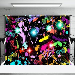 Aperturee Colorful Splash Spots Black Disco Dance Backdrop