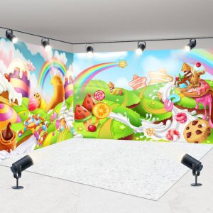 Aperturee Colorful Sunny Candyland Birthday Room Set Backdrop | Name Backdrop For Birthday | Birthday Curtain Backdrop | Simple Backdrop For Birthday