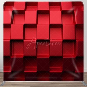Aperturee Cool 3D Red Blocks Fabric Backdrop Cover For Decor - Aperturee