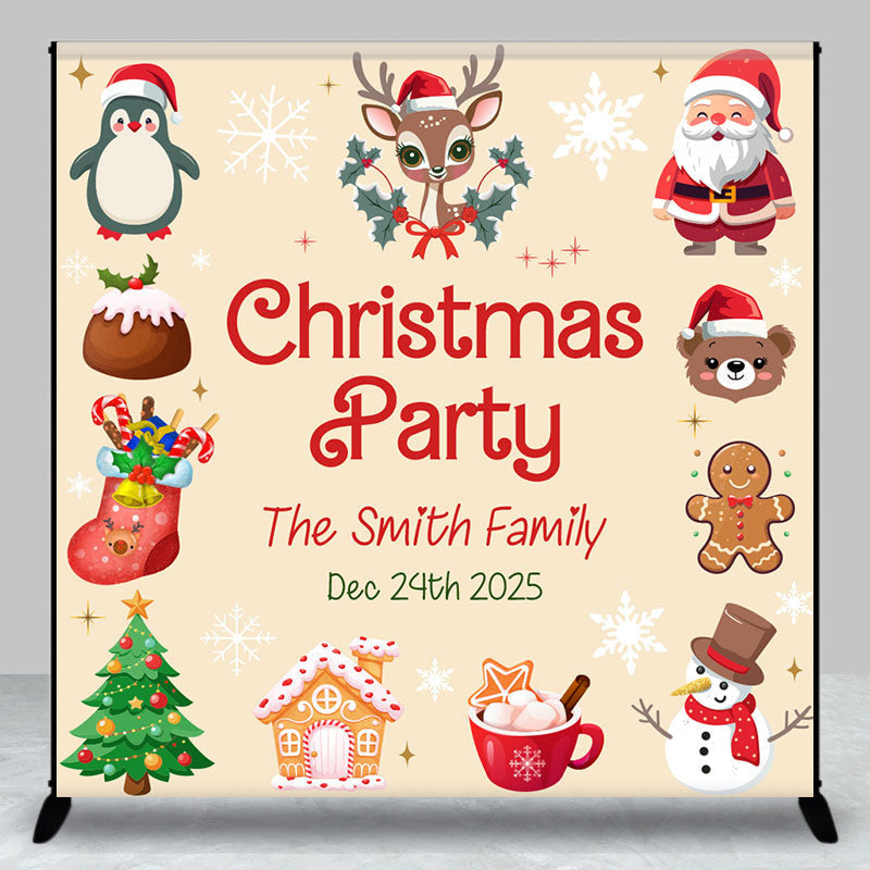 Aperturee Custom Family Name Snowflake Christmas Party Backdrop - Aperturee