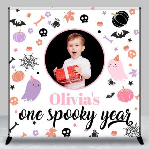 Aperturee Custom Halloween One Spooky Year Birthday Backdrop - Aperturee