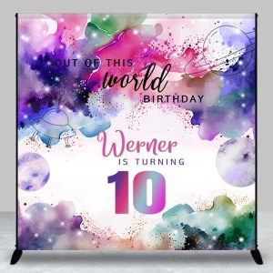 Aperturee Custom Name Colorful Galaxy 10Th Birthday Backdrop | Diy Birthday Backdrop | Backdrop For Birthday Party | Happy Birthday Backdrop