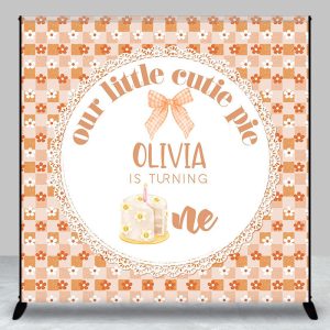 Aperturee Custom Plaid Floral Cutie Pie 1St Birthday Backdrop | Backdrop For Birthday Party | Custom Birthday Backdrops | Custom Cake Smash Backdrop
