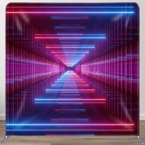 Aperturee Cyber Neon Red Blue Gradient Layering Party Backdrop - Aperturee