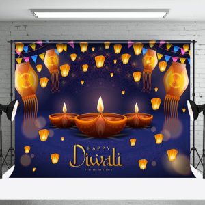 Aperturee Diyas Light Mandala Sparks Purple Diwali Backdrop - Aperturee