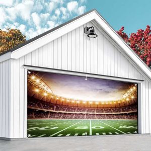 Aperturee Floodlit Football Goals Field Garage Door Banner