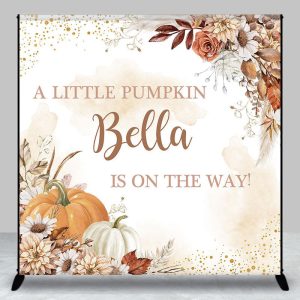 Aperturee Floral Little Pumpkin Custom Baby Shower Backdrop - Aperturee