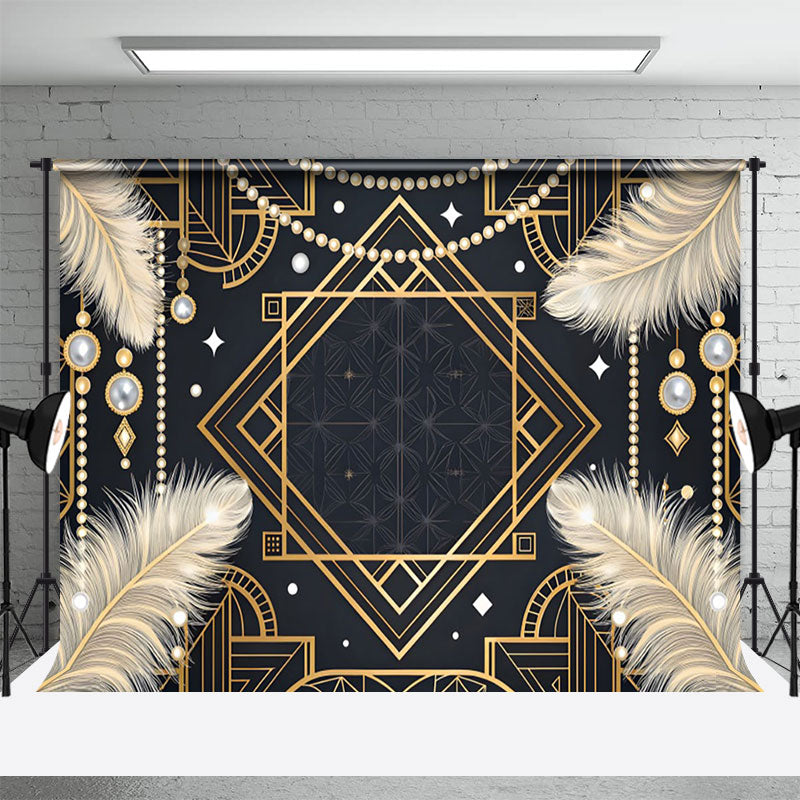 Aperturee Gatsby Carnival Elegant Geometric Feather Backdrop, 3X2FT(1MX0.6M), 14 USD, boho backdrops, NYHD11429600-M