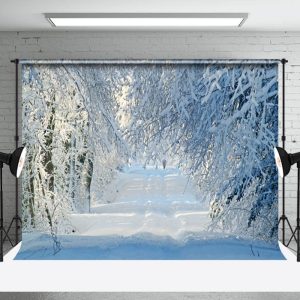 Aperturee Glistening Winter Cool Forest Scenery Photo Backdrop - Aperturee