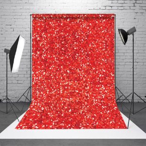 Aperturee Glitter Hot Red Silver Dots Twinkling Photo Backdrop - Aperturee