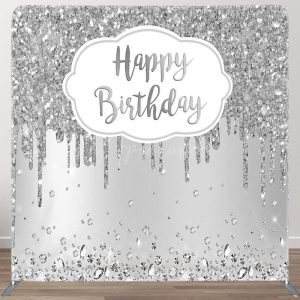 Aperturee Glitter Silver Diamonds Fabric Backdrop Cover for Birthday - Aperturee