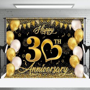 Aperturee Gold Balloons Happy 30Th Anniversary Backdrop