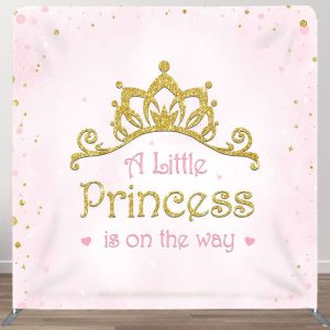 Aperturee Gold Crown Prinecss Fabric Backdrop Cover for Birthday - Aperturee