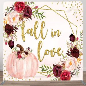 Aperturee Gold Fall In Love Fabric Backdrop Cover for Wedding - Aperturee