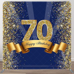 Aperturee Gold Glitter Navy Blue Fabric Backdrop Cover for Birthday - Aperturee