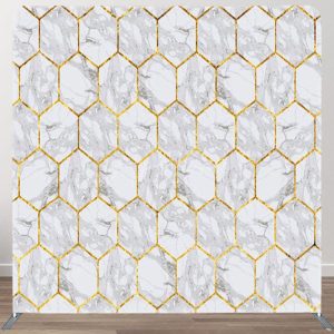 Aperturee Gold Hexagonal Marble Texture Backdrop For Decor - Aperturee