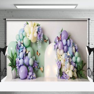 Aperturee Green Purple Birthday Photo Backdrop For Photography