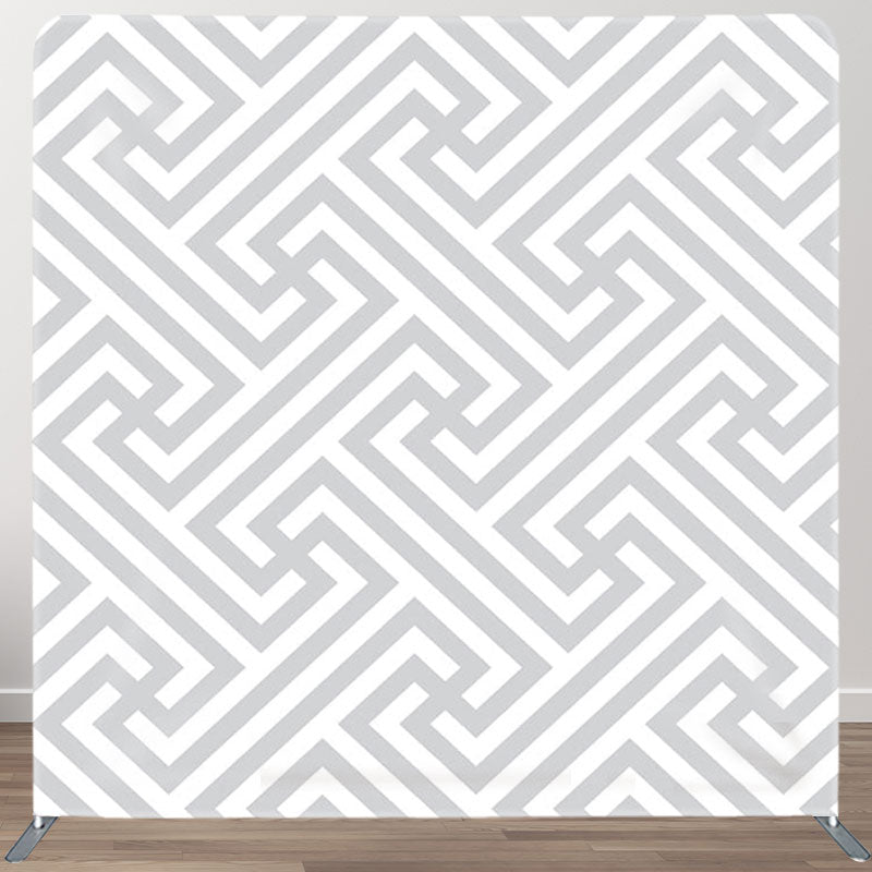 Aperturee Grey Maze Style Pattern White Party Backdrop Decor - Aperturee