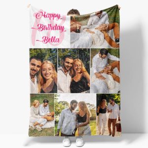Aperturee Happy Birthday Couple Photo Custom Blanket - Aperturee
