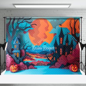Aperturee Haunted House Pumpkin Trunk Halloween Photo Backdrop - Aperturee