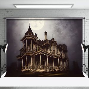 Aperturee Horror Night Spooky Dark Castle Halloween Backdrop - Aperturee