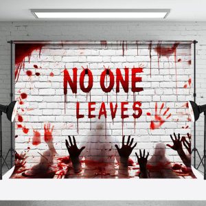 Aperturee Horror Vibe White No One Leaves Halloween Backdrop - Aperturee