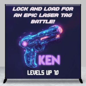 Aperturee Laser Tag Games Custom Name 10th Birthday Backdrop - Aperturee