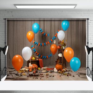 Aperturee Leaves Balloon Pumpkin Halloween Cake Smash Backdrop - Aperturee