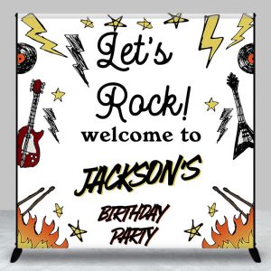 Aperturee Lets Rock Musical Custom Birthday Party Backdrop - Aperturee