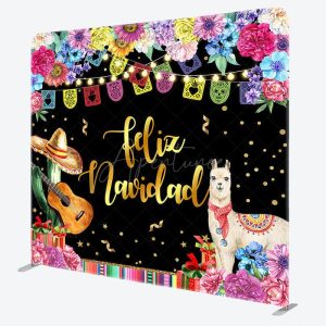 Aperturee Light Floral Lamp Feliz Navidad Pillow Case Backdrop - Aperturee