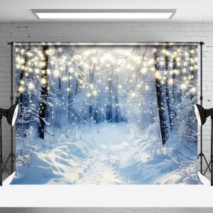 Aperturee Light Snowy Silent Forest Winter Scenery Backdrop