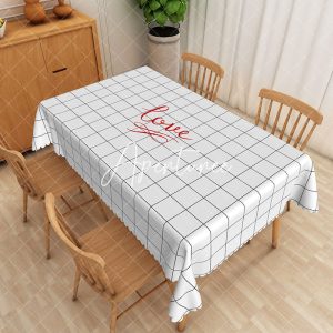 Aperturee Minimalist Black Grid Patterns Simple Tablecloth, 52 x 70 inch, 30.82 USD, rectangle tablecloths, ZJY04908-A