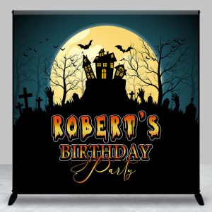 Aperturee Moon Night Castle Halloween Custom Birthday Backdrop - Aperturee