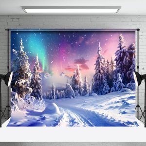 Aperturee Mysterious Winter Night Green Aurora Sky Backdrop - Aperturee