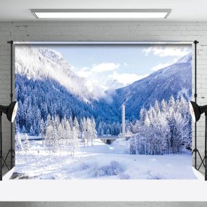 Aperturee Natural Snowy Forest Mountain Sky Winter Backdrop