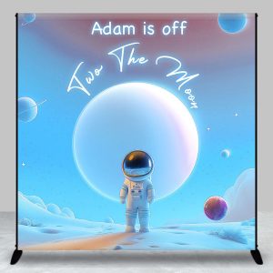 Aperturee Off Two The Moon Blue Galaxy Custom Birthday Backdrop - Aperturee