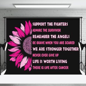Aperturee Pink Floral Breast Cancer Awareness Month Backdrop - Aperturee