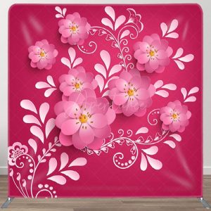 Aperturee Pink Flower Swivel Red Fabric Birthday Backdrop Cover - Aperturee
