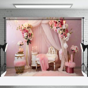 Aperturee Pink Flowers Curtains Wedding Photography Backdrop