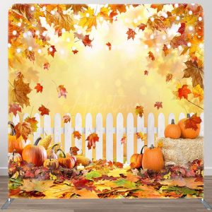 Aperturee Pumpkin Maple Leaves Fabric Backdrop Cover for Autumn - Aperturee