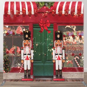 Aperturee Puppet Soldier Red Store Christmas Backdrop Cover - Aperturee