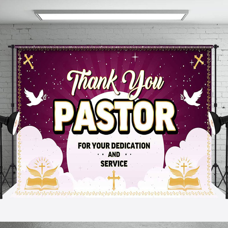 Aperturee Purple Boho Sun Pigeon Thank You Pastor Backdrop - Aperturee