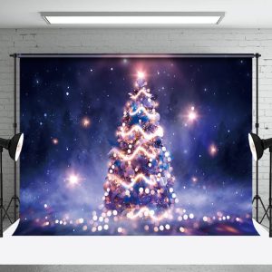 Aperturee Purple Fantasy Light Bokeh Night Xmas Tree Backdrop - Aperturee