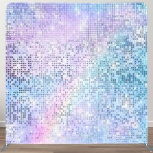 Aperturee Rainbow Colorful Pixel Double-Sided Square Backdrop | Tension Fabric Display | 8X8 Tension Fabric Backdrop | Tension Fabric Banner